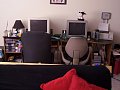 Our super nerdy computer station. My computer is on the right. My boyfriend's computer area is always so messy, although you can